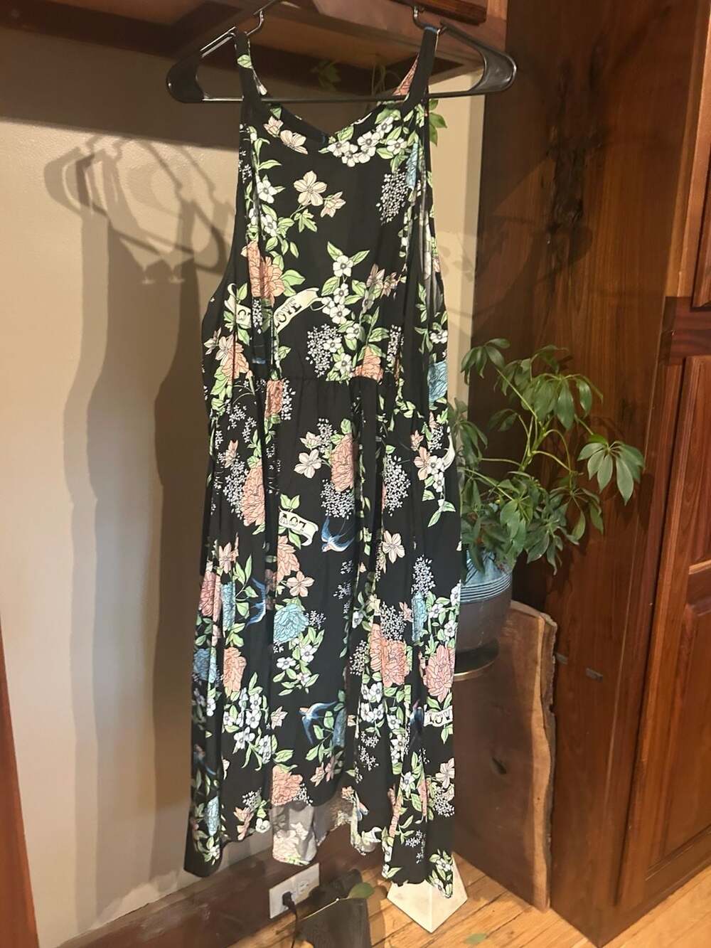 Torrid Floral Halter Neck Hi-Low Dress Black